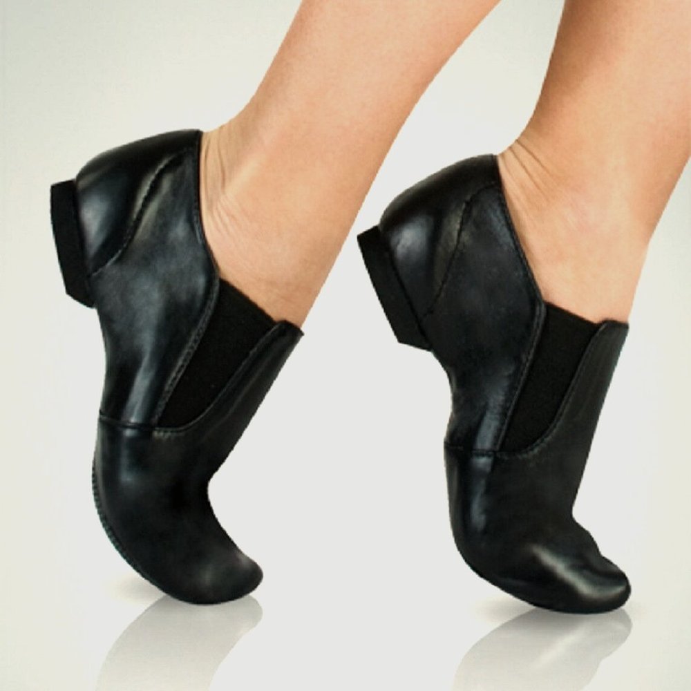 Angelo Luzio 401C Child's Size 12.5M (Fits 9.5) Black Leather Slip On Jazz Boot